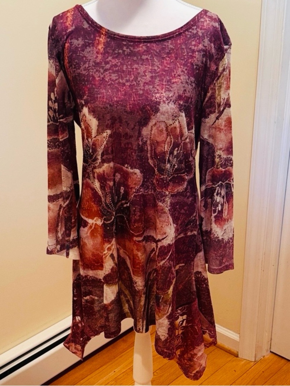 Talk of the Walk Artistic Floral Asymmetrical Tunic